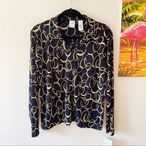 LIZ CLAIBORNE Emma James Retro Mod Print Blouse